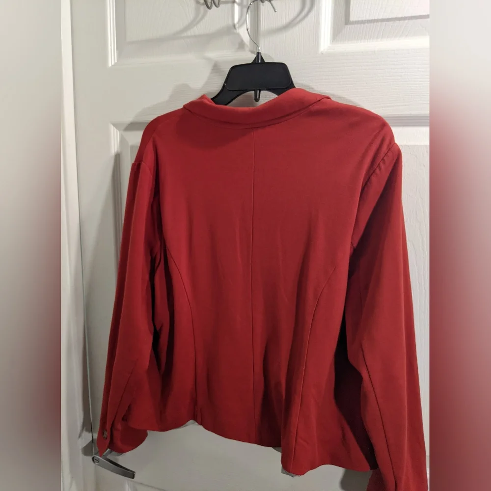 Cato Plus Size 16w Women's Long Sleeve 1 Button Closure Blazer Jacket Orange Red